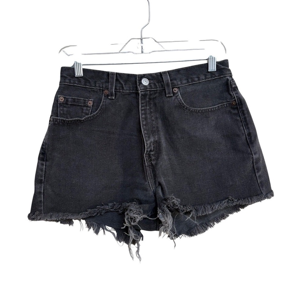 Levi's 560 Loose Fit High Rise Cut Off Denim Shorts Black Size 30